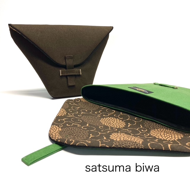撥ケース薩摩用　無地×唐草