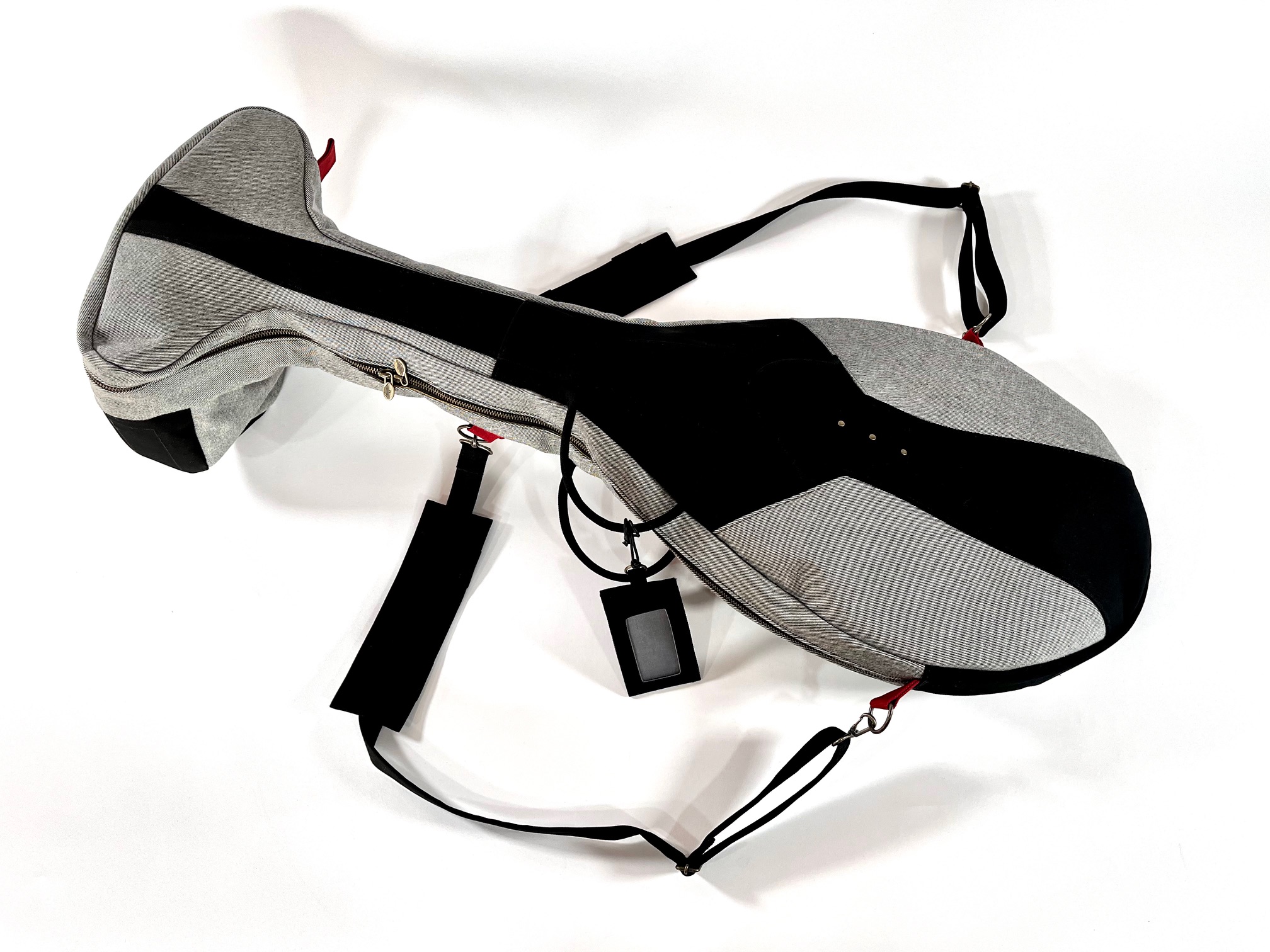 帆布&デニム琵琶ケース（薩摩・筑前兼用）　シルバー×黒