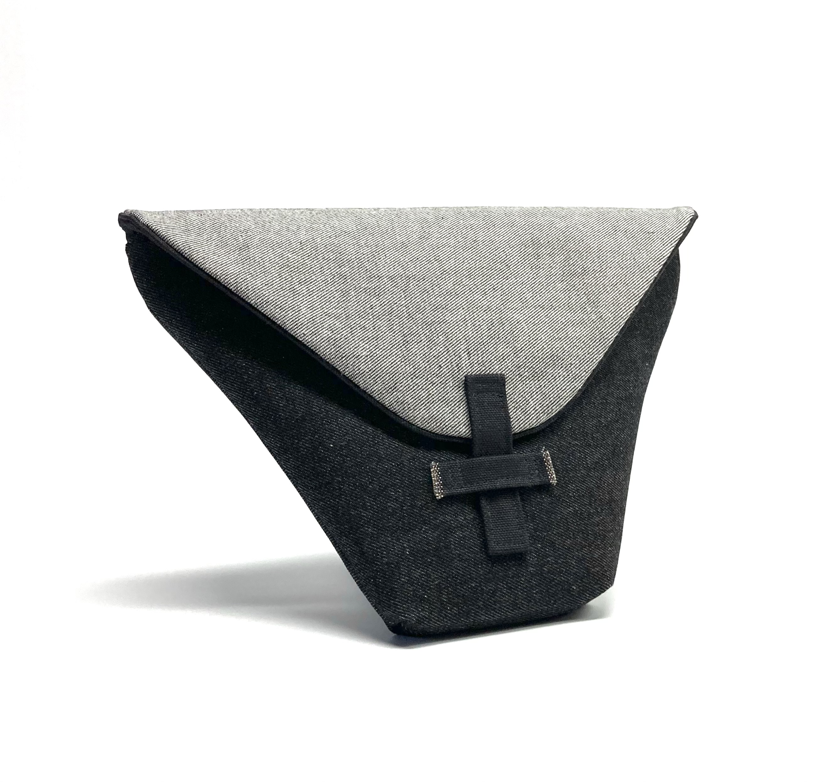 撥ケース薩摩用　黒デニム×シルバー